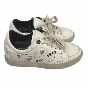 Zadig & Voltaire 'Board Crush Serigraphy' White Lace Up Sneakers Size 7